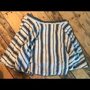 Blue and white striped business casual skirt
